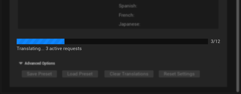 Real-time translation progress